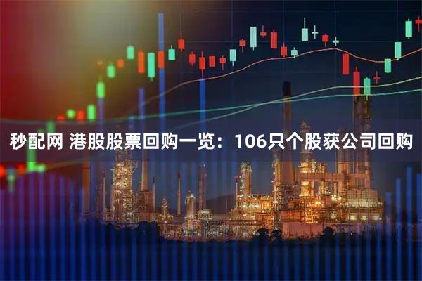 秒配网 港股股票回购一览：106只个股获公司回购